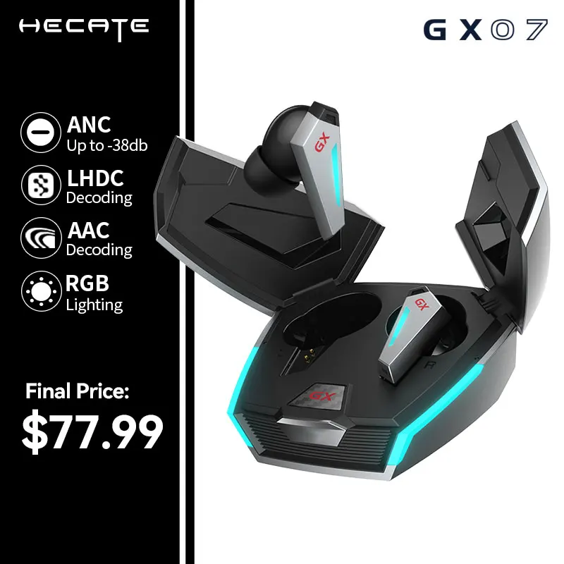 EDIFIER HECATE GX07 True Wireless Gaming Earphones -38dB Hybrid ANC,60ms  Low Latency,Dual Modes,APP Control, Support LHDC