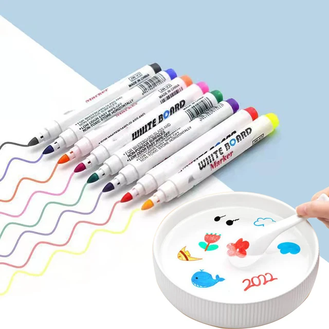 12 Pièces Stylo Magique Enfant, Stylo Magique de Peinture à L'eau avec  Cuillère, pour Gribouiller Dessiner Tableau Blanc écrire