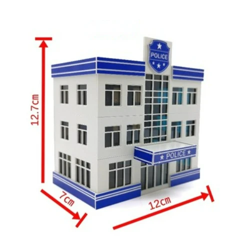 1:87 Scale Diorama Buildings Model Police Station Hospital Office Architectural Model Collection Gift Toy 4
