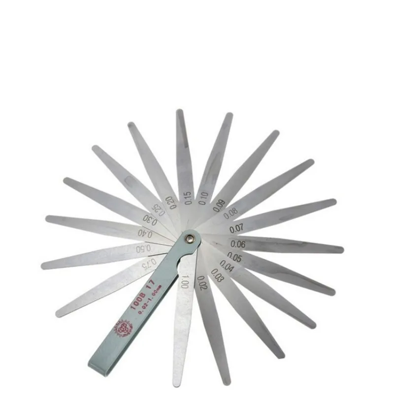 Feeler Gauge 17 Blades Thickness Gauges Measurment Tool Gap Wedge 0.02-1mm For Engine Valve Adjustment Percision Measuring Tools feeler gauge