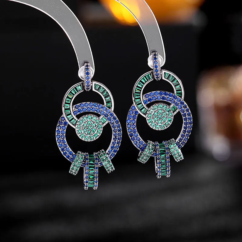 

Retro Temperament Earrings for Women Luxury High-end Color Earrings Heavy Industry Exaggerated Geometric Hoop Earrings Wholesale