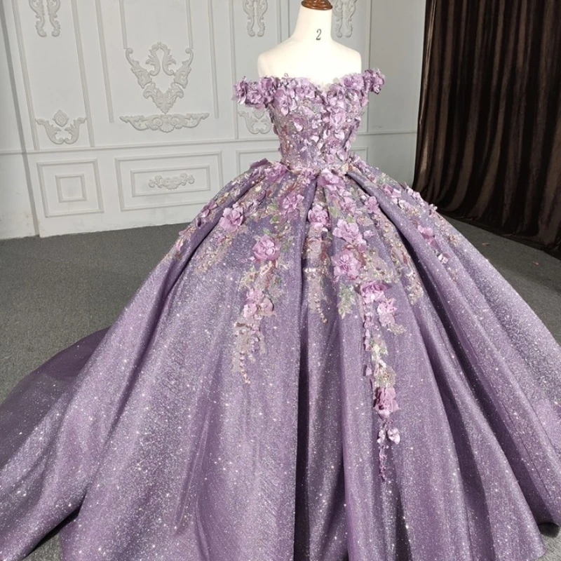 

Mexican Vestido De 15 Anos Lavender Charro Quinceanera Dresses Lace Appliques Flower Beads Corset Sweet 16 Dress Abiti Da