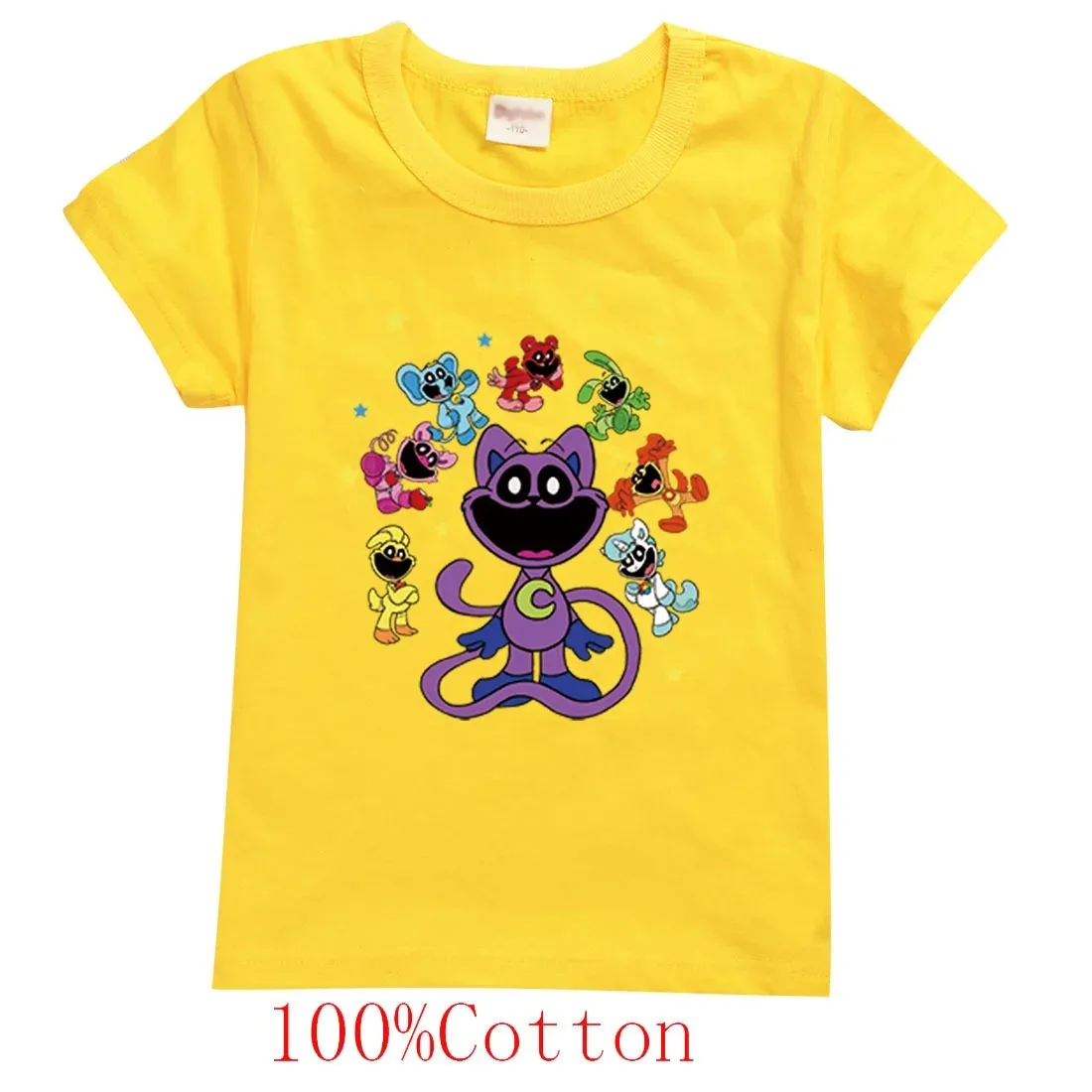 New Game Smiling Critters Tshirts Kids 2024 Summer Clothes Boys Cat Nap T-shirt Baby Girls Short Sleeve Tops Children's Clothing 4