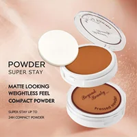 Wheat Bronzing Powder for Dark Skin, Matte Finish, Sweatproof & Oil Dark Foundation Concealer, Powder Puff And Mirror 2