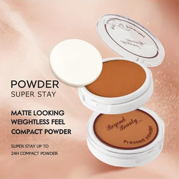 Wheat Bronzing Powder for Dark Skin, Matte Finish, Sweatproof & Oil Dark Foundation Concealer, Powder Puff And Mirror 2