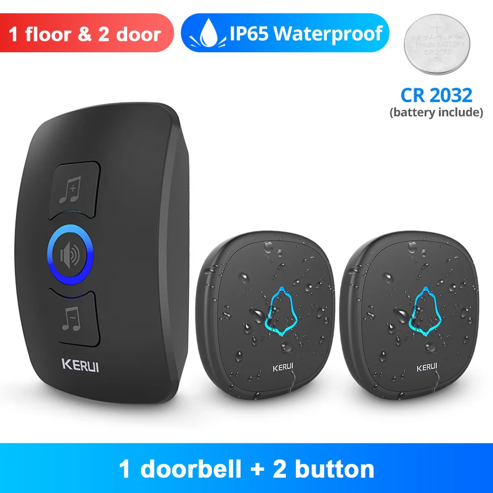 doorbell screen intercom KERUI M525 Outdoor Wireless Doorbell Waterproof Smart Home Door Bell Chime Kit LED Flash Security Alarm Welcome House Melodies smart intercom Door Intercom Systems