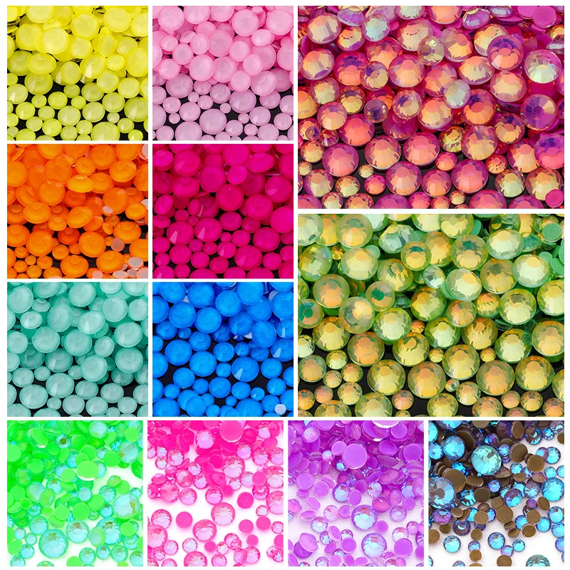 

QIAO SS6-SS30 High Quality Neon Non Hot Fix Flatback Rhinestones Decorations Crystal Glitter Stone DIY Nail Art Decorations