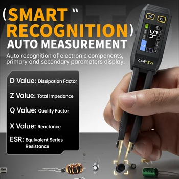 FNIRSI LCR-ST1 Mini Smart Tweezer Componente Tester per Resistenza Capacità Induttanza Continuità Diodo - Strumento di Precisione