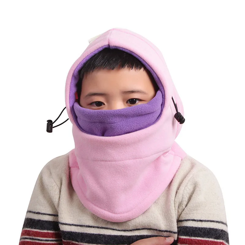 Winter Windproof Child Balaclava Outdoor Plush Padded Hat Motorcycle Ski Cap Full Face Masks Hats Kids Baby Warmer Mask Hat