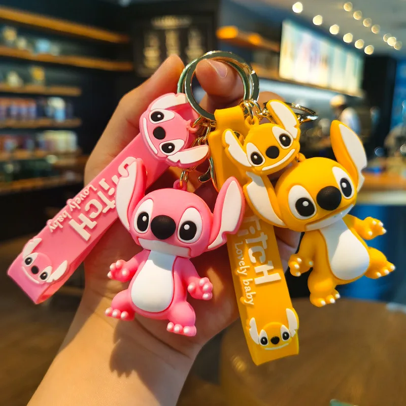 

Disney Keychain Cartoon Lilo & Stitch Anime Creative Peripheral Cute Silicone Pendant Toy Student Couple Backpack Pendant Gift