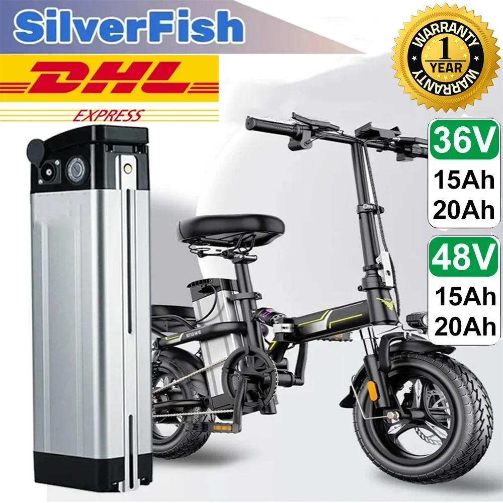 

Silver Fish 500W 48V 15AH 20AH Electric Bicycle Battery Pack 1000W 36V Lithium Battery 18650 21700 Ebike Bateria With USB Port