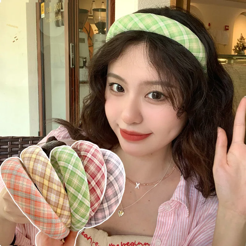 

Женский обруч для волос в клетку, элегантный милый и простой обруч для волос карамельных цветов, аксессуары для волос в Корейском стиле, 2023