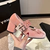 Bow Elegant Shallow Mary Janes Shoes Chunky High Heels Buckle Fad Pumps Spring New Trend 2025 Dress Designer Mujer De Zapatillas 5