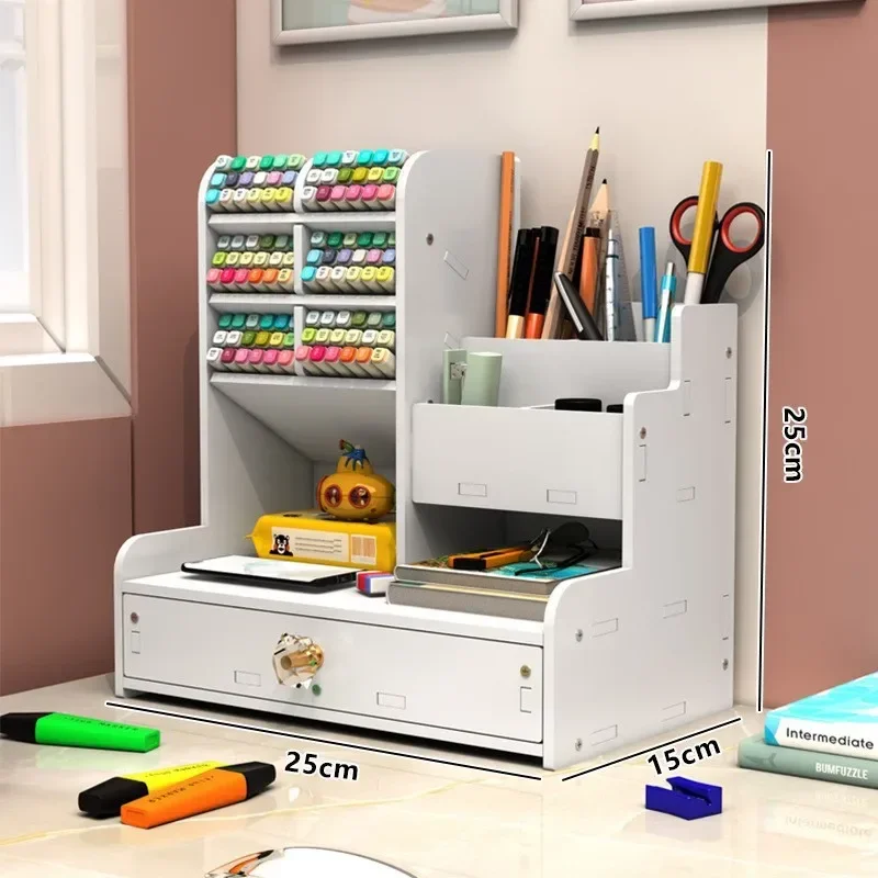Multi-functional Pen Holder with 10 Slots for Stationery Organization on Desk Drawer