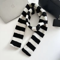 Women Colorful Lambswool Striped Scarf Y2K Cute Winter Plush Warm Necklace Japanese Couple Thickened Wrap Children's Scarf 1
