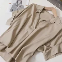 Chemisiers pour femmes, respirants, simples, manches courtes chauve-souris, chemises à col à séchage rapide, couleur unie, vêtements féminins, printemps été 5