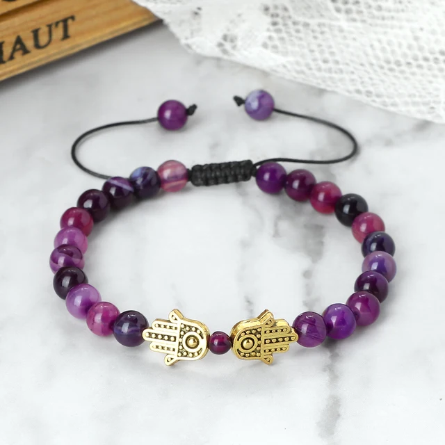 97936-768b75.jpg Bracelet pendentif main de Hamsa en perles naturelles œil de tigre et pierre de lave, tressé, pour femmes, hommes, couples, bijou porte-bonheur et protection, cadeau