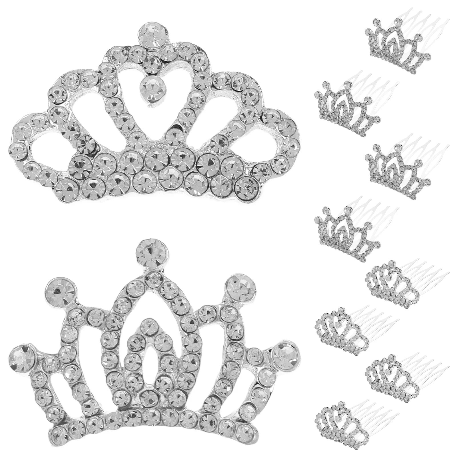 

12 Pcs Girl Hair Clips Barrettes Holder Kids Crown Hairbands Headbands Comb Bride Wedding Pins