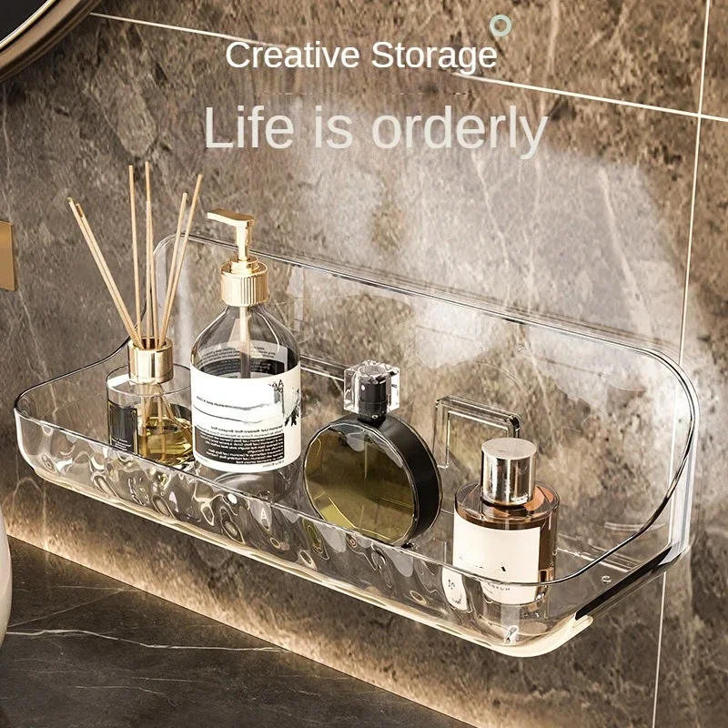 Washstand Cosmetics Storage Rack Acryli Shower Storage Rack Bathroom Shelf No Drill Organizer Wall Mounted Toilet Shampoo Holder bathtub storage rack
