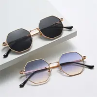Square Sunglasses Polygon Sun Glasses Small Frame Metal Sunglasses UV Protection Shades Fashion Sunglasses for Men/Women 1