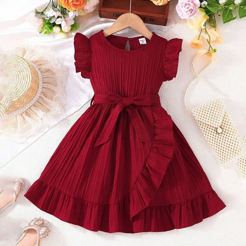 Flower Kids Dresses for Girls Summer Sleeveless Princess Birthday Party Christmas Costume Children Ruffles Casual Clothes 3-8Yrs