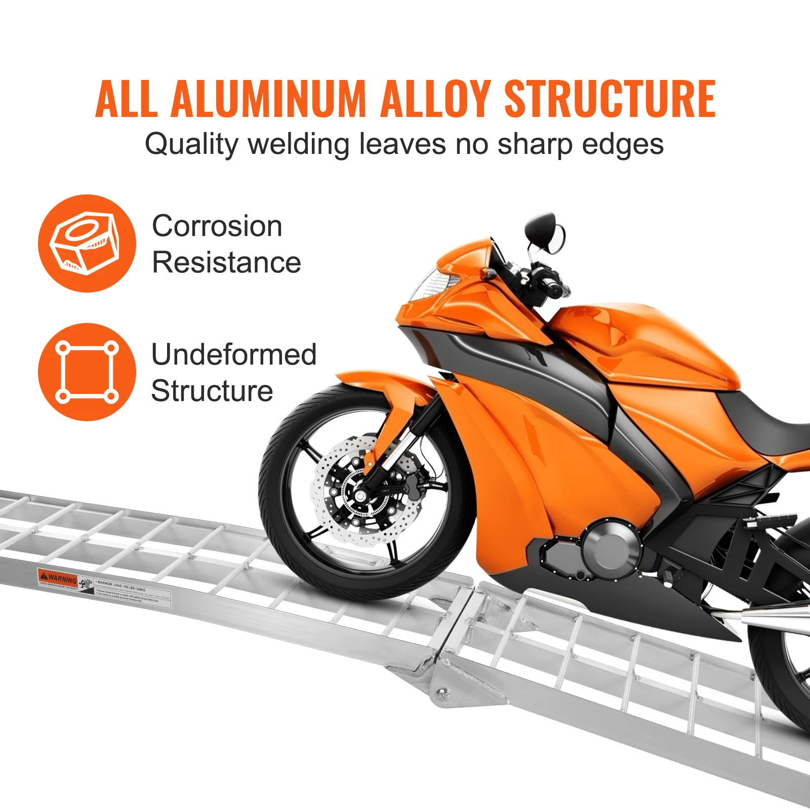 VEVOR Motorcycle Ramps 750/1500 lbs Folding Loading Ramps for Pickup Trucks Bed Trailers Ramp with Load Straps for Motorcycle1Pc