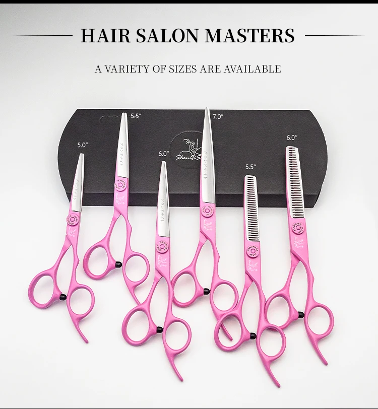 Titan rosa Farbe Friseurs chere 5,0, 7,0 Zoll Friseur Haars ch neides chere 440c Stahl Friseursalon Friseurs chere – Detail 3