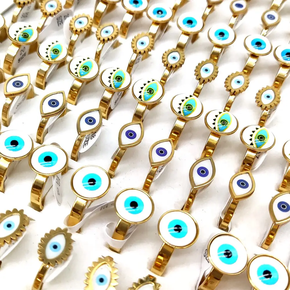 20Pcs New Trendy Stainless steel Jewelry Eye Evil Eye Rings Women Man Ring Wholesale 5