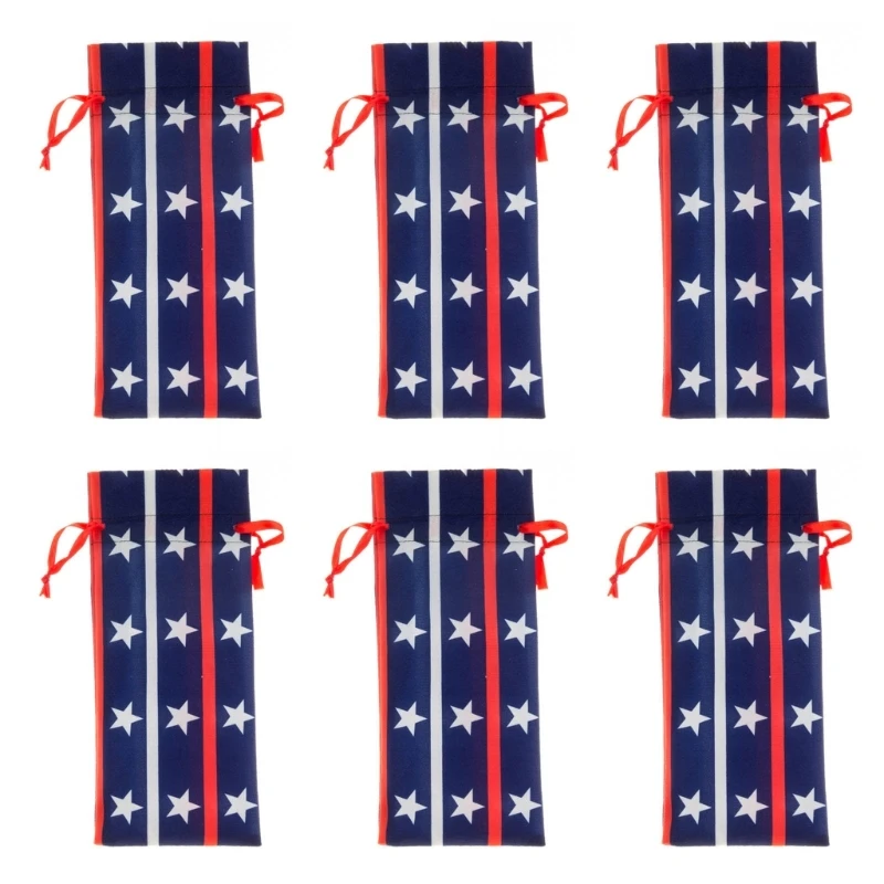 

Wine Bottle Bag Pack of 6 Flannel Covers Patriotics Wine Bottle Cover
