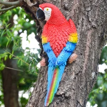  Simulation Resin Parrot Statue Toy Wall-mounted DIY Outdoor Garden Tree Decoration Animal Sculpture Garden Decoration Ornaments 