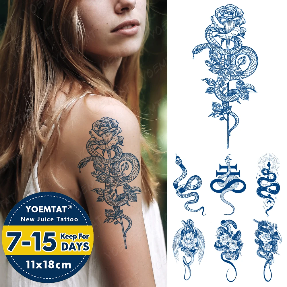 Tatouage Dragon Enroulé Autour Du Bras Tatouage temporaire Semi Permanent imperméable, autocollant, Dragon serpent  Rose Genipin, jus de plantes, encre durable, faux tatouage enroulé autour  du bras | AliExpress