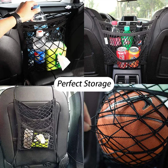 Car Mesh Organizer & Pet Barrier: Elastic Storage Bag Between Seats 6