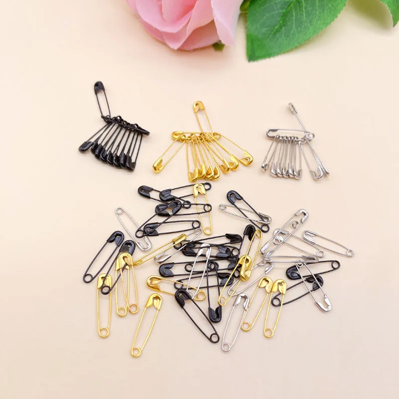 300X Small Safety Pins Gold Color 18mm Brass Metal Sewing Craft