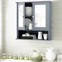 Wall Mount Mirror Cabinet Bathroom Medicine Cabinet Organizer Grey 3