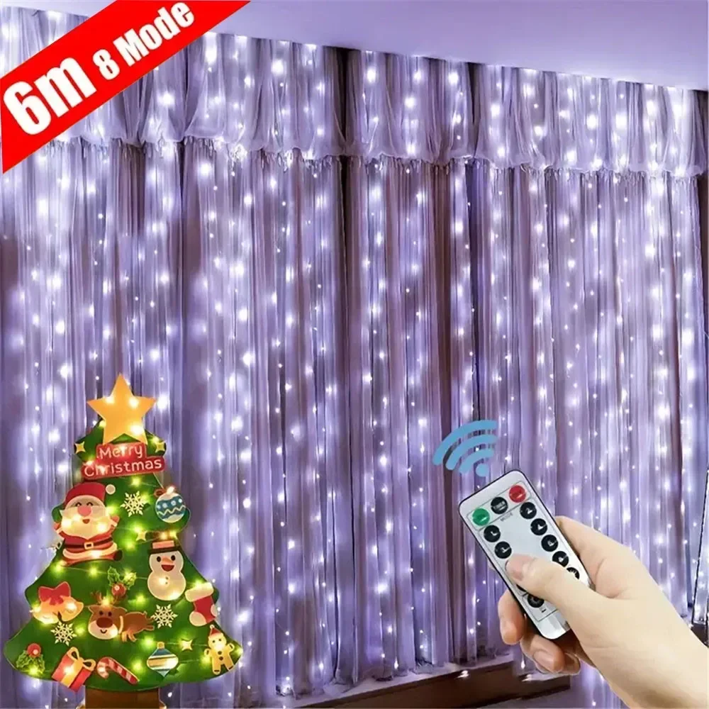 Plastic LED Curtain String Lights with Remote Control
