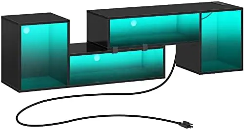 

Stand, Deformable TV Stand with LED Strip & Power Outlets, Modern TV Stand for 45/50/55/60/65/70 inch TVs, Gaming Entertainm in