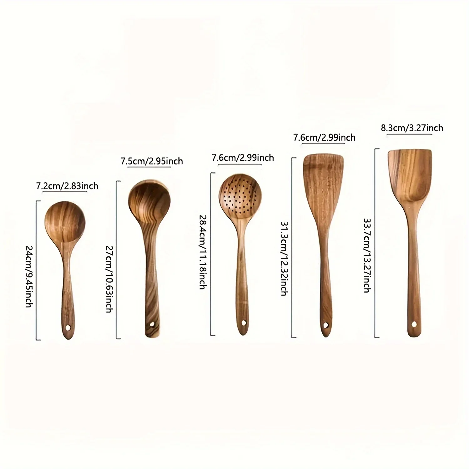 The teak wood set — five-piece handcrafted cooking spoons 4