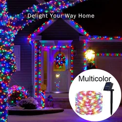 Solar-Powered Outdoor LED Fairy String Lights, Waterproof Garden Decoration with 8 Lighting Modes for Patio and Holiday Decor (Multi-color)