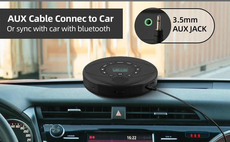 Portable CD Player Bluetooth CD Walkman Built in Speakers Rechargeable CD Player  with USB/AUX/Headphone Port