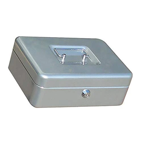 Caja de caudales de acero 20 x 16 x 9 cm. Azul con cerradura