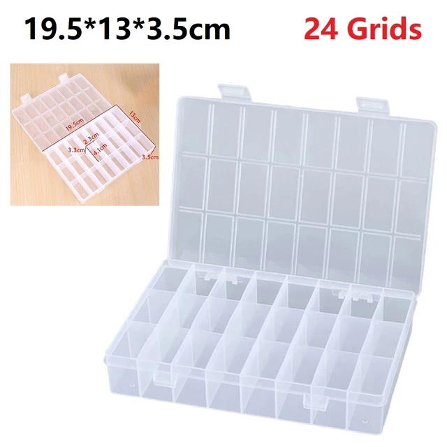 24 Compartments Plastic Box Case Jewelry Bead Storage Container