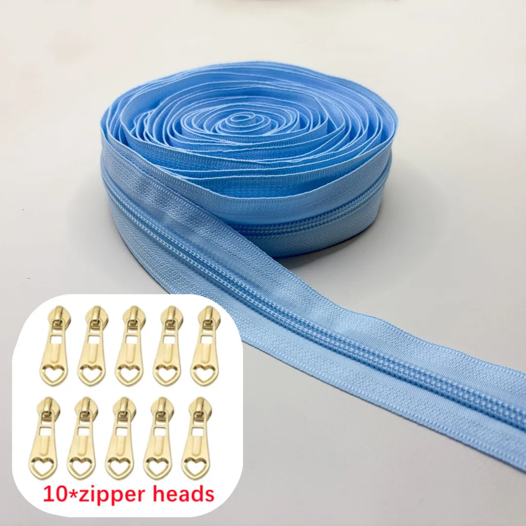 Rainbow Nylon Zipper Tape with Golden Sliders for Sewing and Craft Projects (5 Meters)