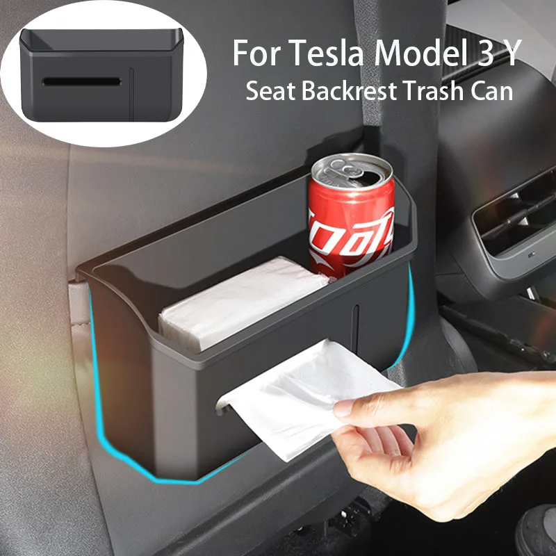 

For Tesla Model 3 Y Seat Backrest Trash Can Seat Back Storage Box Tissue Storage Box Water Cup Holder Car Interior Accessories