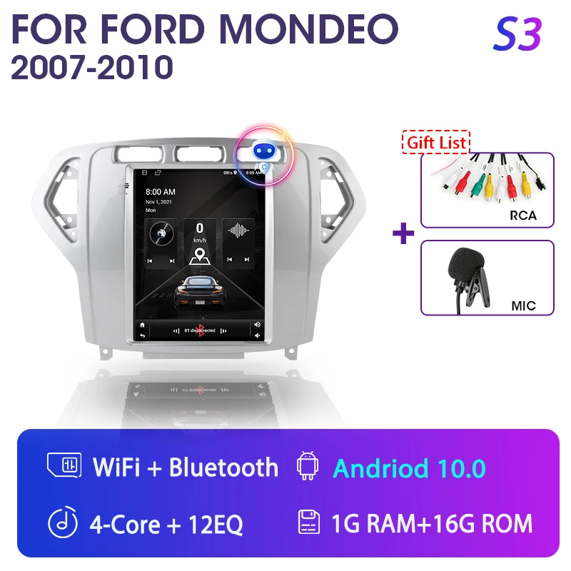 Srnubi Android 11.0 Car Radio for Ford Mondeo mk4 Galaxy A/C 2007-2010 Multimedia Video 2Din 4G WIFI GPS Carplay Navigation car with movie player Car Multimedia Players