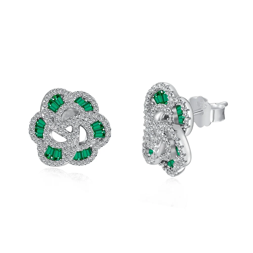 

TEQUILA Green Flower Earrings Sterling Silver Hollow Design Charm Luxury Style Instagram Popular Women's Earrings Jewelry