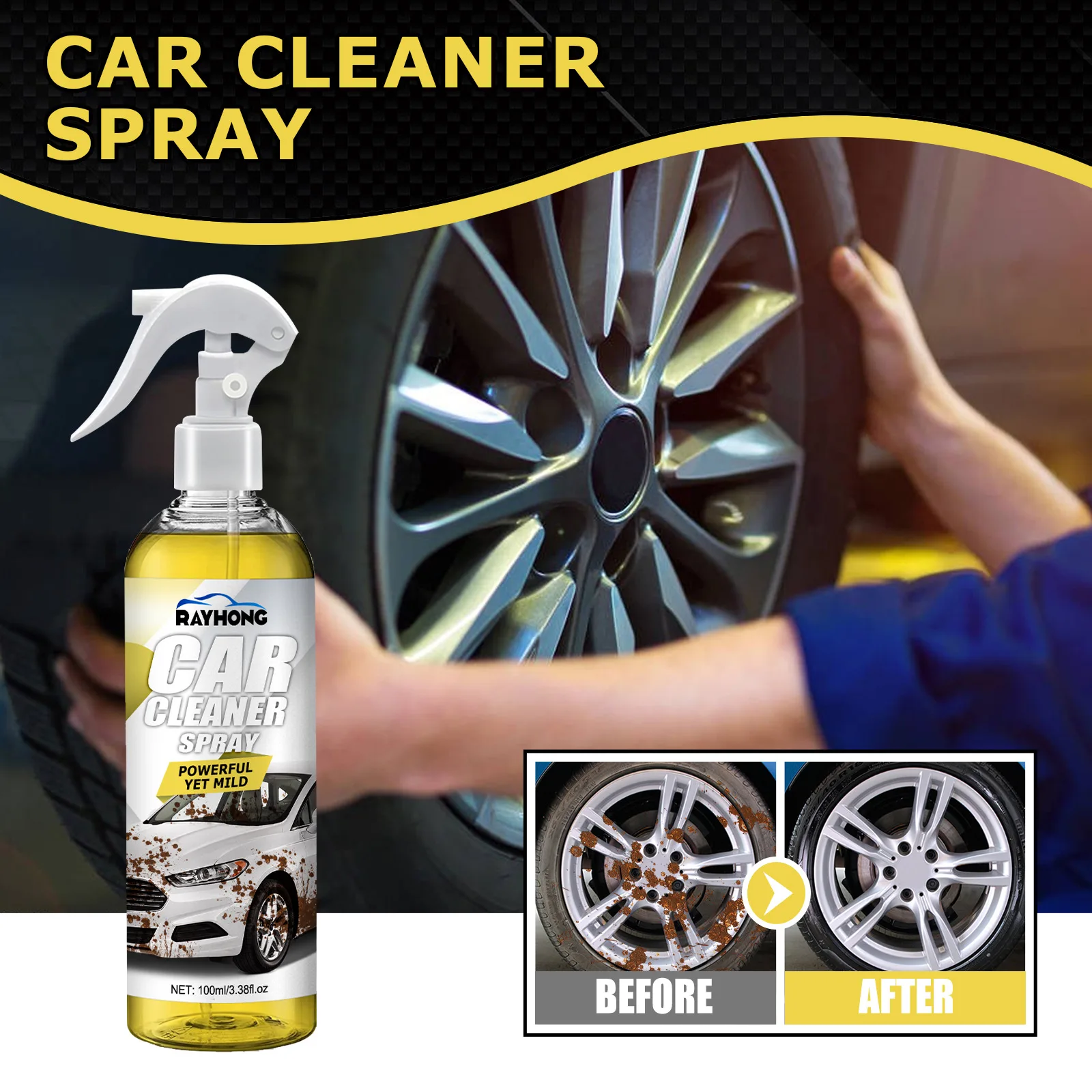 Car Cleaner Spray Super Rust Dust Dirt Remover Spray Metal Surface Defender  Powerful Cleaning Agent for Windshield Tyre 100ml - AliExpress
