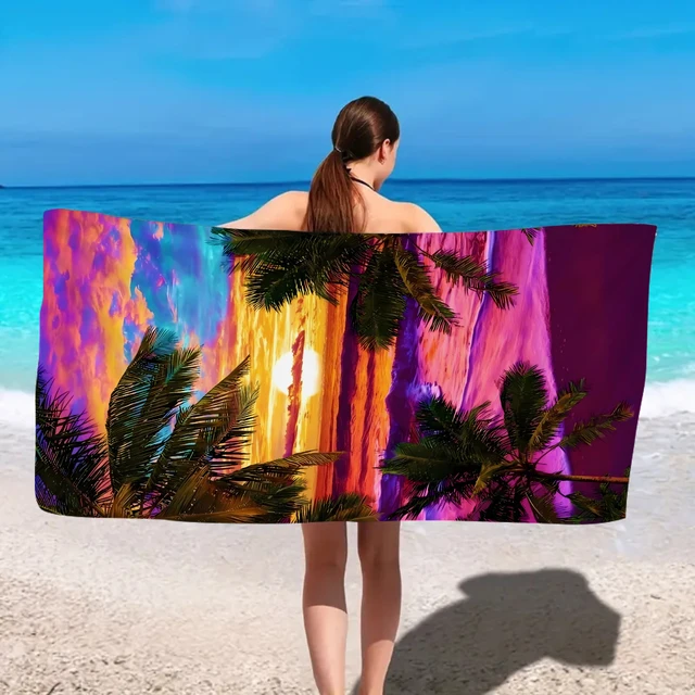 1pc Cute dolphin animal printed beach towel, ultra-fine fiber quick drying absorbent bath towel, outdoor swimming sports towel 3