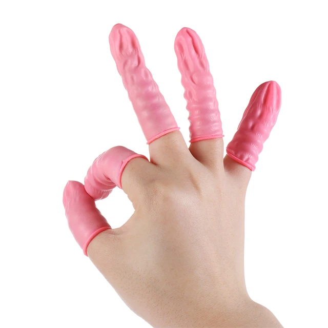 100Db-Os Eldobható Ujjfedél Természetes Gumi Kesztyű Nem Csúszásgátló Anti-Statikus Latex Ujjkoncöösök Köröm Szerszám Ujjhegény Védő - Image 5