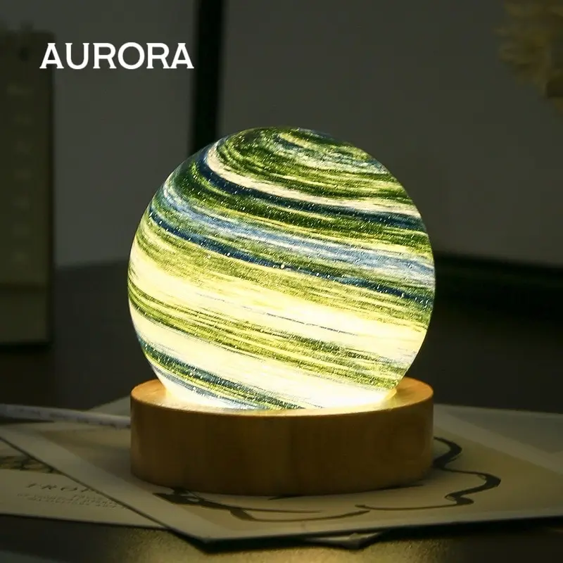 HONPHIER 3D Lampada Pianeta LED Lampada Sfera di Vetro Dimmerabile Luce da Atmosfera 16 Colori USB Luce Decorativa Pianeta Notturna Con telecomando