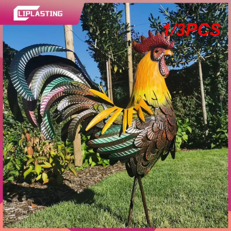 

1/3PCS Iron Rooster Sculpture Metal Rooster Décor Lifelike Metal Rooster Figurine Rust-Proof Iron Chicken Carved Sculpture
